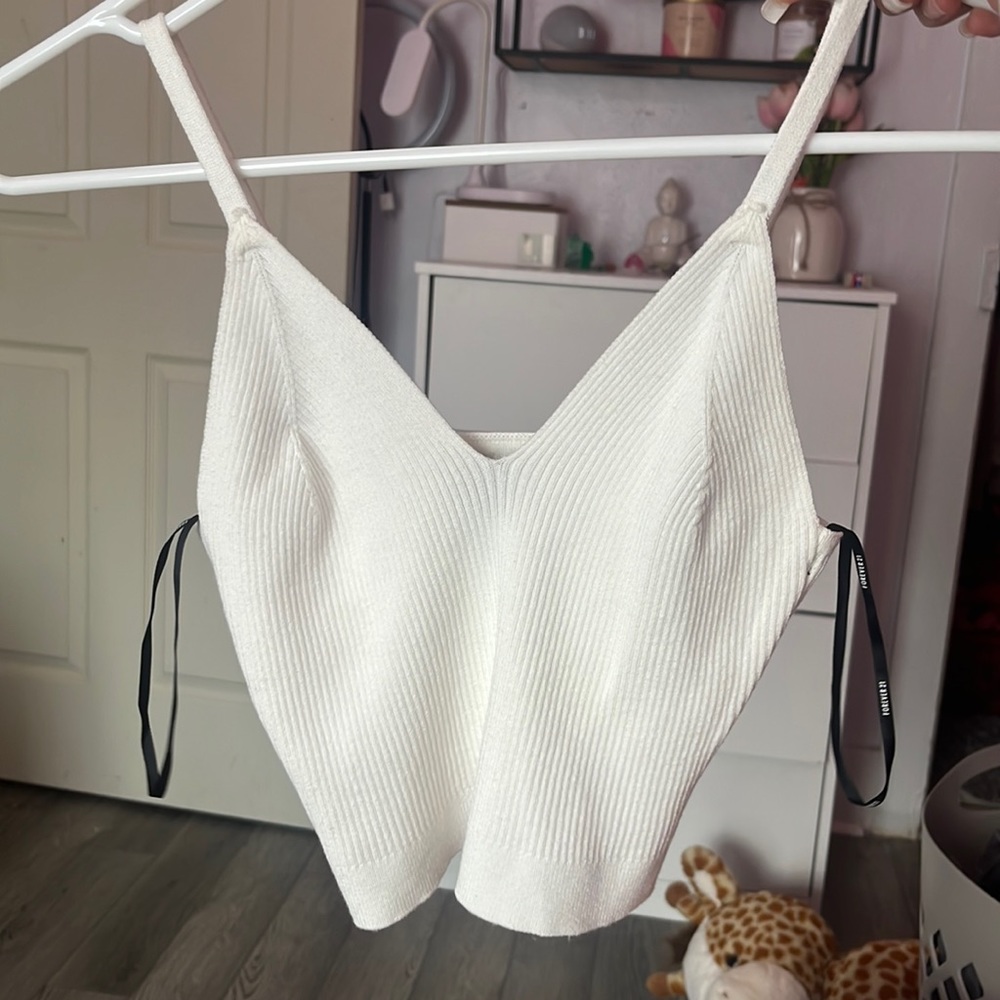 s forever 21 knit white crop top